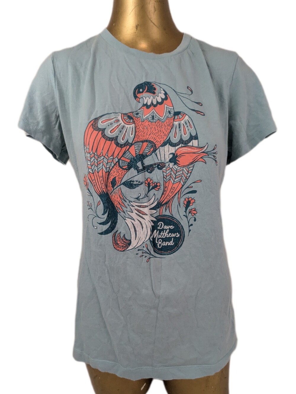 Dave Matthews Ladies Tee Band Merch Beautiful Bird Graphic Light Blue XL